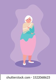 fat old woman avatar character vector illustration design