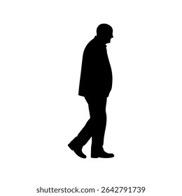 Fat older man silhouette vector flat illustration design.