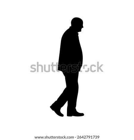 Fat older man silhouette vector flat illustration design.