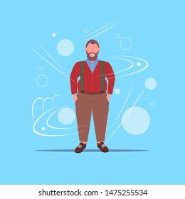 fat overweight man standing pose unhealthy lifestyle concept obese guy in casual clothes over size male cartoon character full length flat