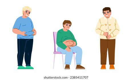 fat overweight man vector. weight portrait, obese body, problem young fat overweight man character. people flat cartoon illustration