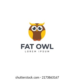 Fat owl logo design template