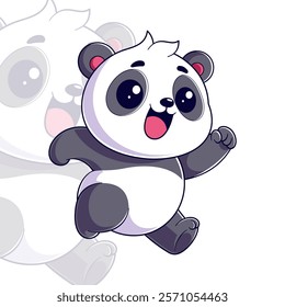 Fat panda is running happily