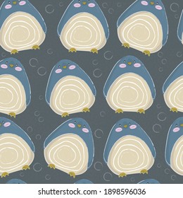 Fat penguin background, cute cartoon drawing vector