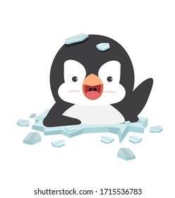 Fat Penguin cartoon on ice 