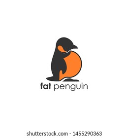 Fat penguin logo design. Simple flat logo template.