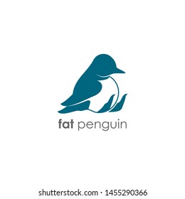Fat penguin logo design. Simple flat logo template.