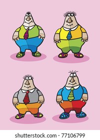 fat people, abstract vector art illustration