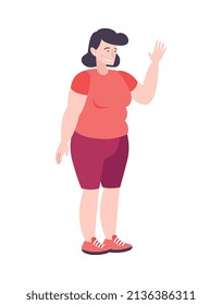 Fat people obesity composition with isolated doodle character of fat woman vector illustration