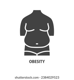 Fat person. Excess weight glyph icon. Vector sign of obesity. 