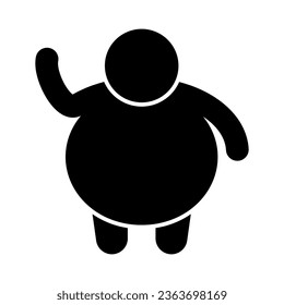 Fat person greeting with raised hand silhouette icon. Vector.