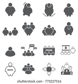 Fat person icon set and Fat man icon