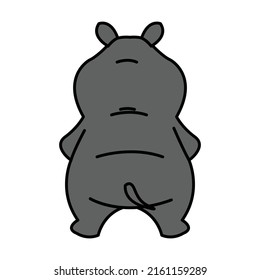 fat pig cartoon character standing back view