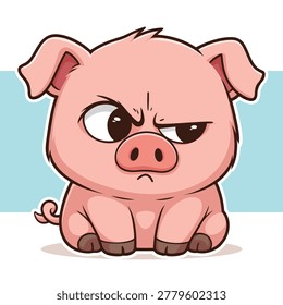 fat pig character sitting