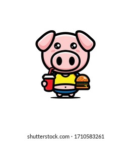 Fat pig character vector design