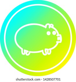 icono circular de cerdo gordo con acabado gradiente fresco