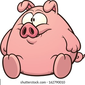 Fat pig clip art. Vector cartoon illustration with simple gradients. All in a single layer.