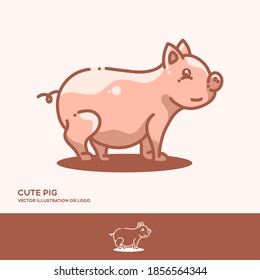 Fat pig, cute vector illustration