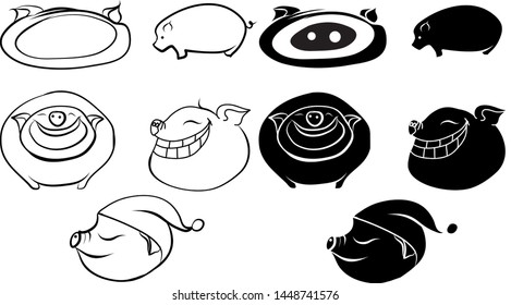 fat Pig Logo and set of symbol.