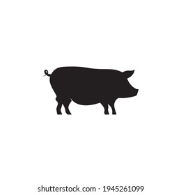 Fat pig logo vector simple icon in flat design 