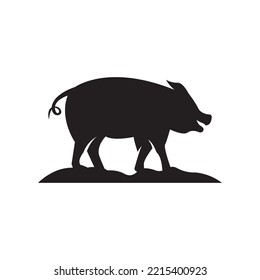 Fat pig logo vector simple icon in flat design