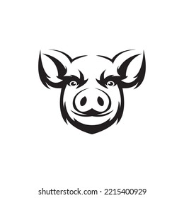 Fat pig logo vector simple icon in flat design