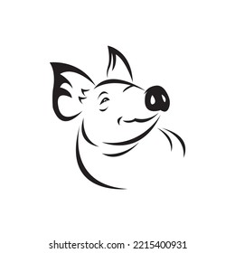 Fat pig logo vector simple icon in flat design