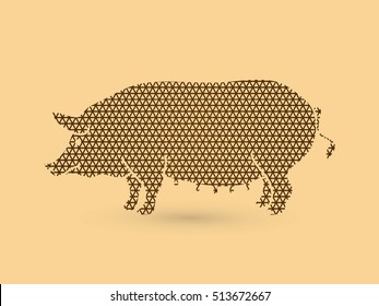 Fat pig standing designed using geometric pattern graphic vector.