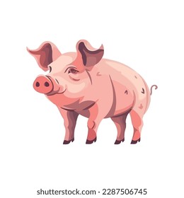 Fat piglet standing and smiling icon isolated