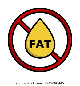Fat prohibition sign. FAT prohibited sign. Vector.