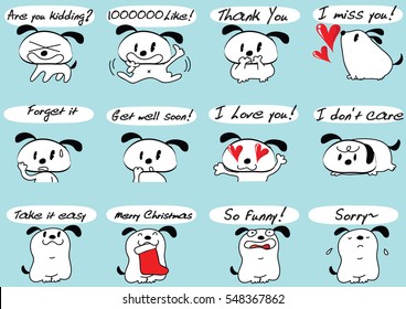 fat puppy cartoon set