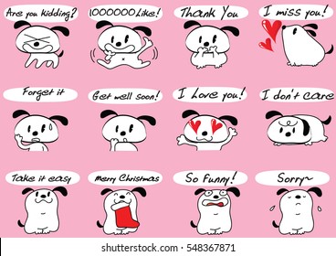 fat puppy cartoon set