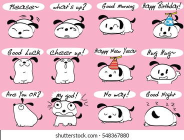 fat puppy cartoon set