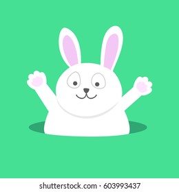 fat rabbit got out of the mink. Vector illustration