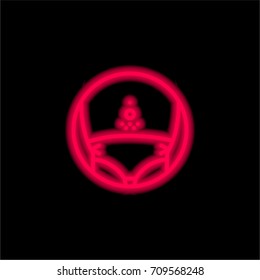Fat red glowing neon ui ux icon. Glowing sign logo vector
