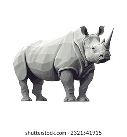 Fat rhinoceros standing over white
