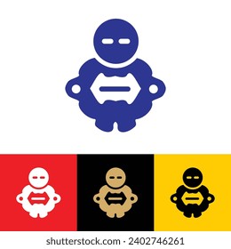 Fat Robot mascot Cartoon Standing straight eyes and hands