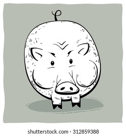 Fat round pig vector illustration cartoon