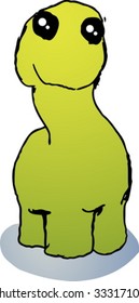 Fat rounded cute brontosaur dinosaur cartoon illustration vector