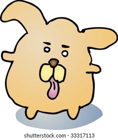 Fat rounded cute dog cartoon comic illustration vector