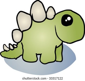 Fat rounded cute stegosaurus dinosaur cartoon illustration vector