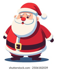 Fat Santa Art. Flat Vector Illustration