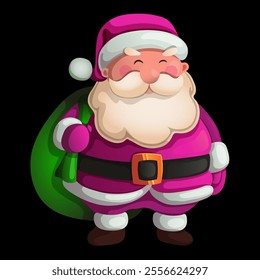fat santa claus with a bag of gifts