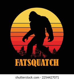 Fat Sasquatch Fatsquatch for Bigfoot Retro Vintage Sunset svg
