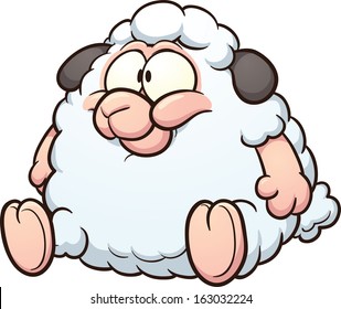 Fat sheep clip art. Vector cartoon illustration with simple gradients. All in a single layer.