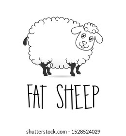 fat sheep that ready to fur cut in line out image graphic icon logo design abstract concept vector stock. Can be used as a symbol related to animal or children
