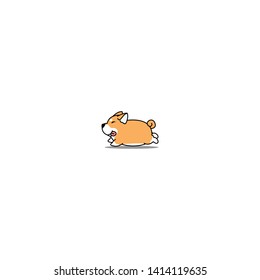 Fat shiba inu dog running cartoon icon, vector illustration