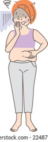 Fat and shocked woman vector illustration