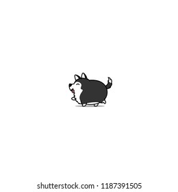 Fat siberian husky dog walking cartoon icon, vector illustration