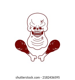 Fat skull. Thick skeleton head. Vector illustration
